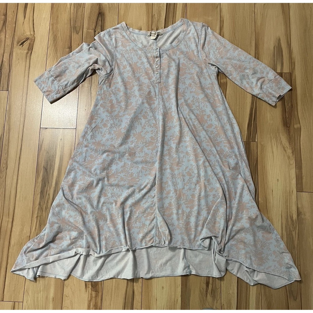 Sundance Cotton Floral Dress Size M Lt Blue & Peach Casual Beachy Nightgown